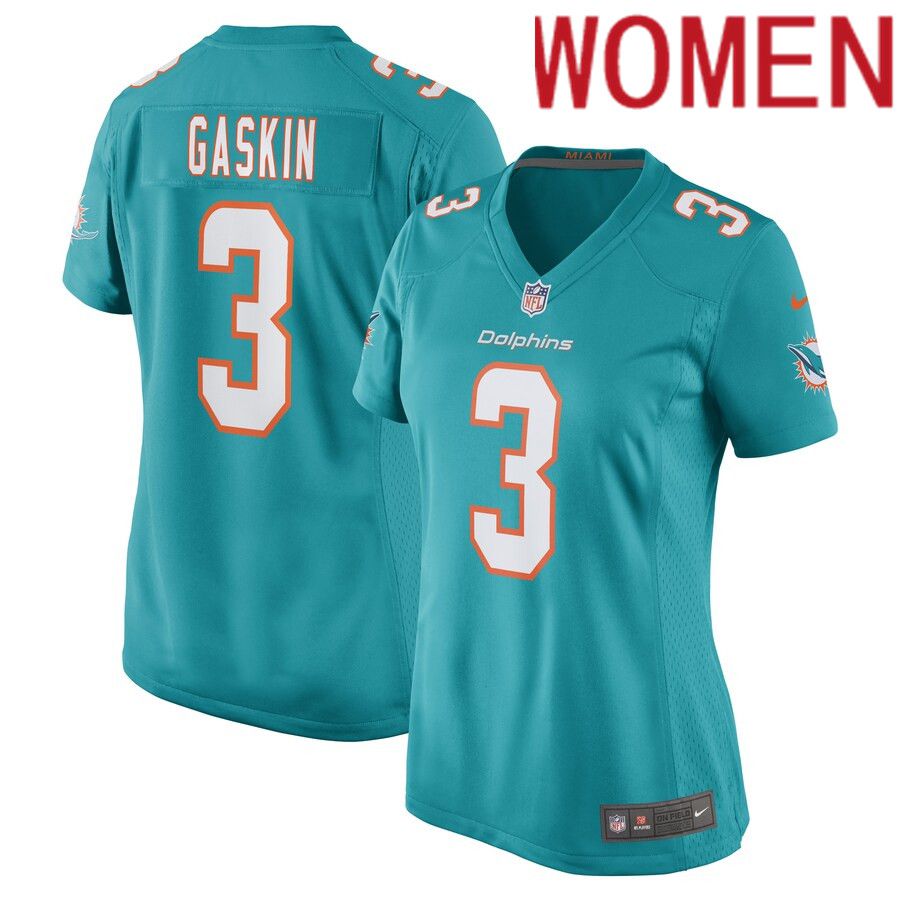 Women Miami Dolphins 3 Myles Gaskin Nike Aqua Game Player NFL Jersey